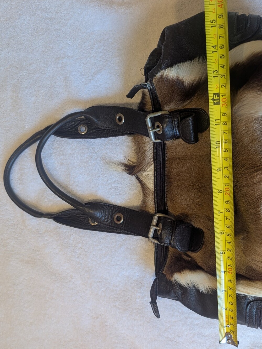 FSP Collection Cape Town Genuine Springbok Hair On Hide Leather Shoulder Bag Sat - Picture 14 of 14